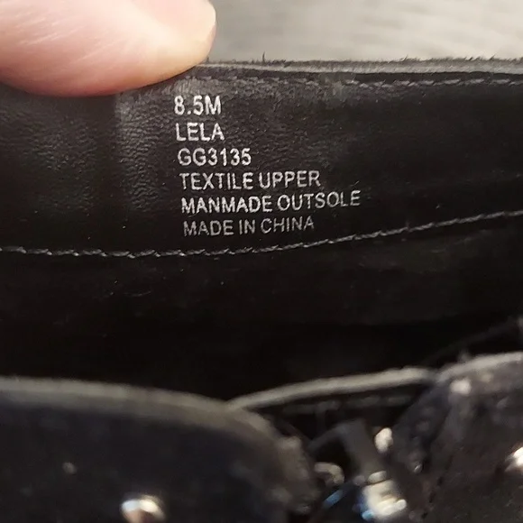 MIA Black Studded Textile Upper Sz 8.5 Ankle Boots Stacked Heel - Picture 11 of 11